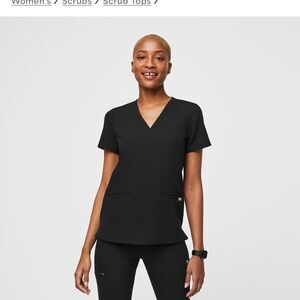 Figs Black Casma Three-Pocket Scrub Top